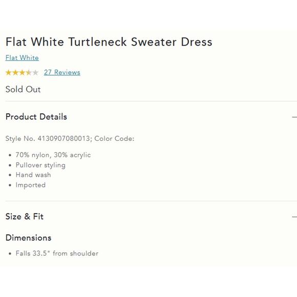 Anthropologie FLAT WHITE Turtleneck Jumper Sweater Dress in Pink Size S NWT $148 - Picture 4 of 5